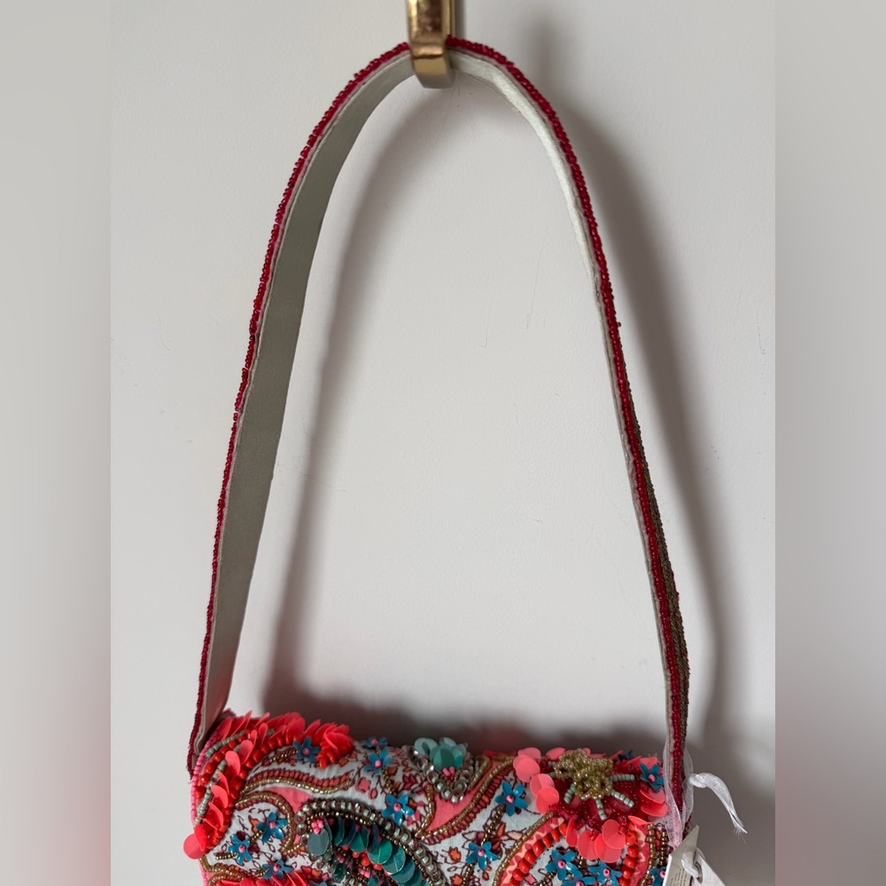 Viral beaded paisley colorful orange fringe Shoulder Bag - Picture 5 of 5